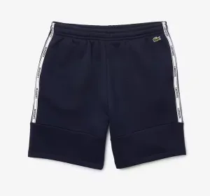 Lacoste Men's Branded Bands Cotton Fleece Blend Shorts Navy Blue GH1201-51-166