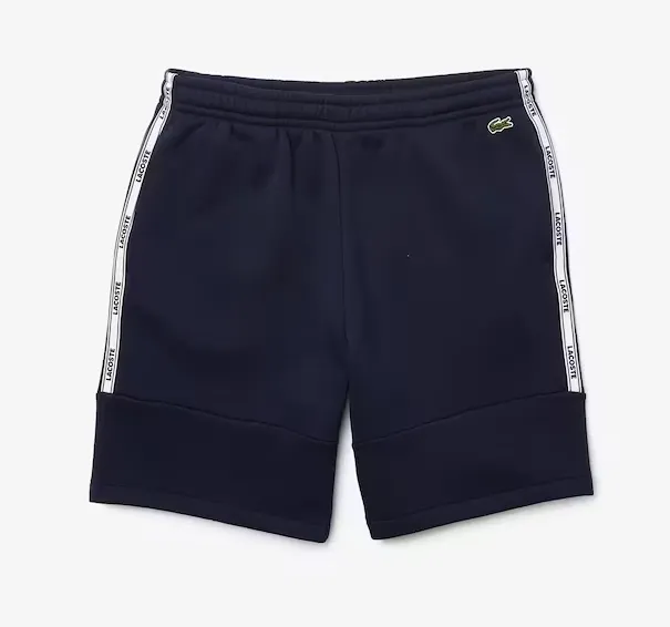Lacoste Men's Branded Bands Cotton Fleece Blend Shorts Navy Blue GH1201-51-166