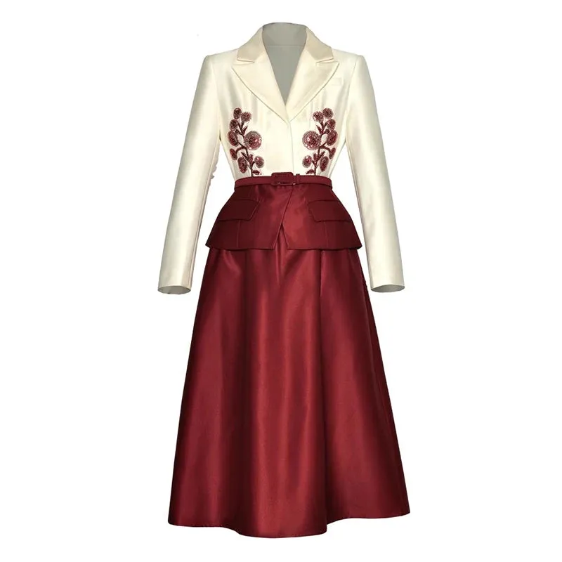 Larkin Notched Long Sleeves Sashes Office Lady Dress
