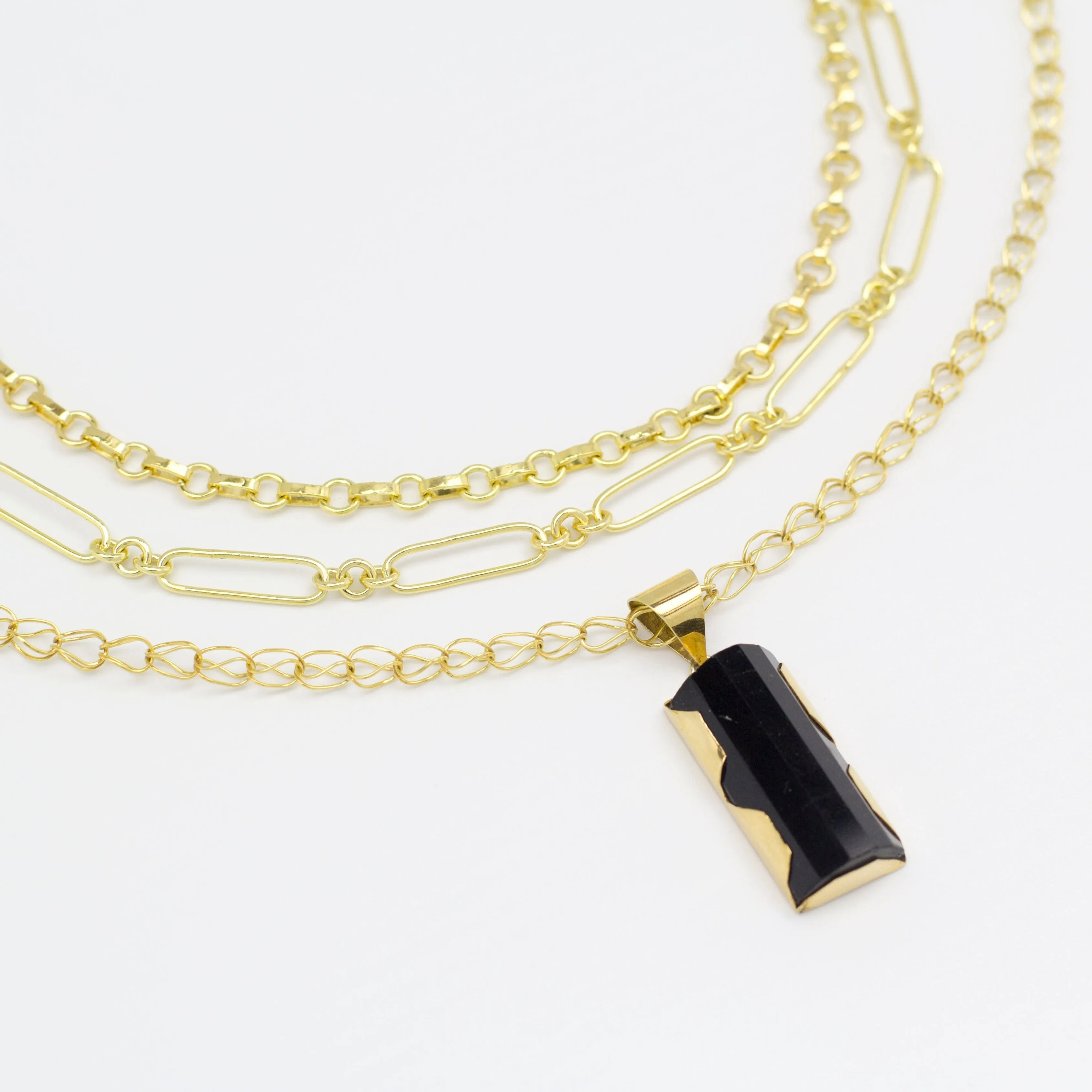 Layared Necklace with Black Tourmaline