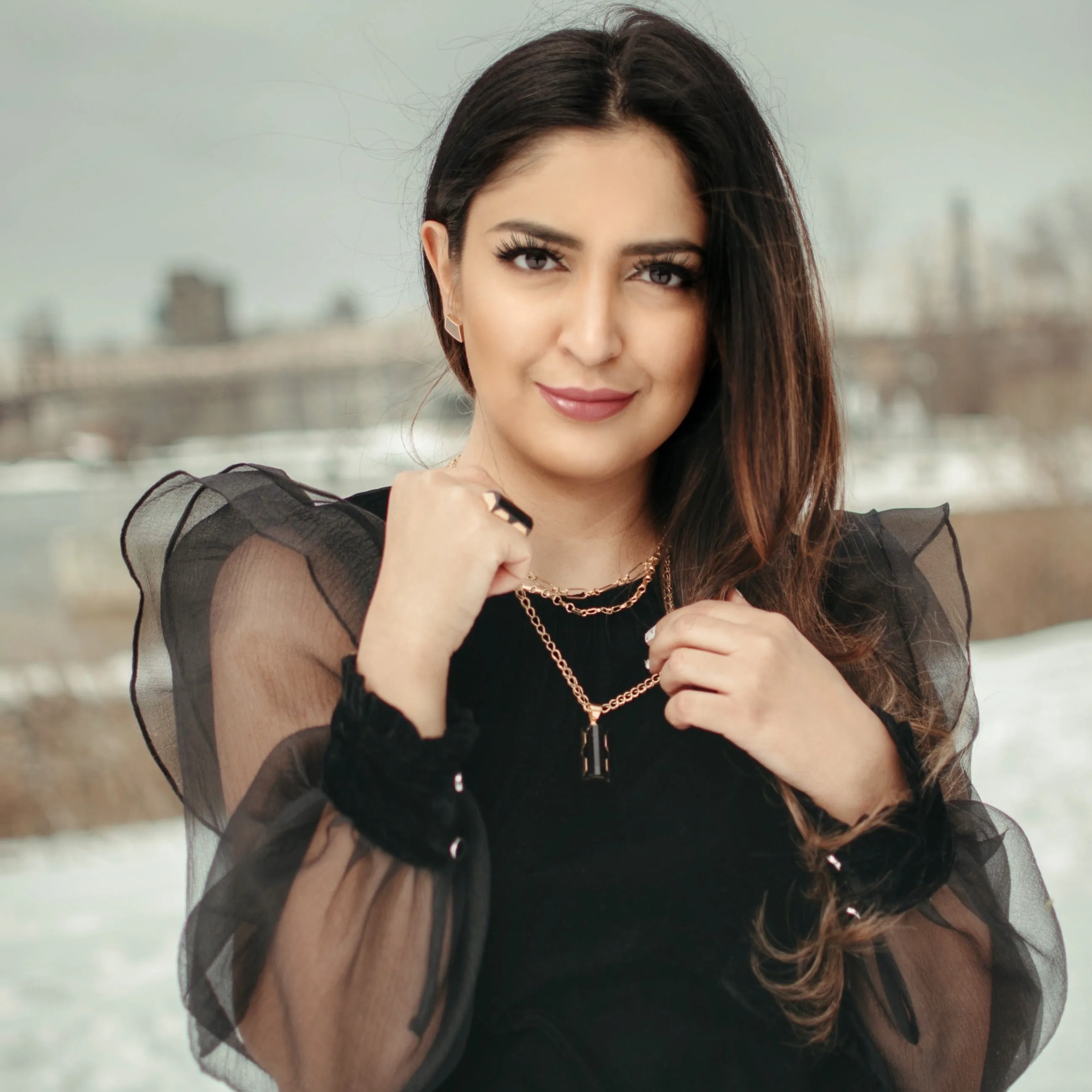 Layared Necklace with Black Tourmaline