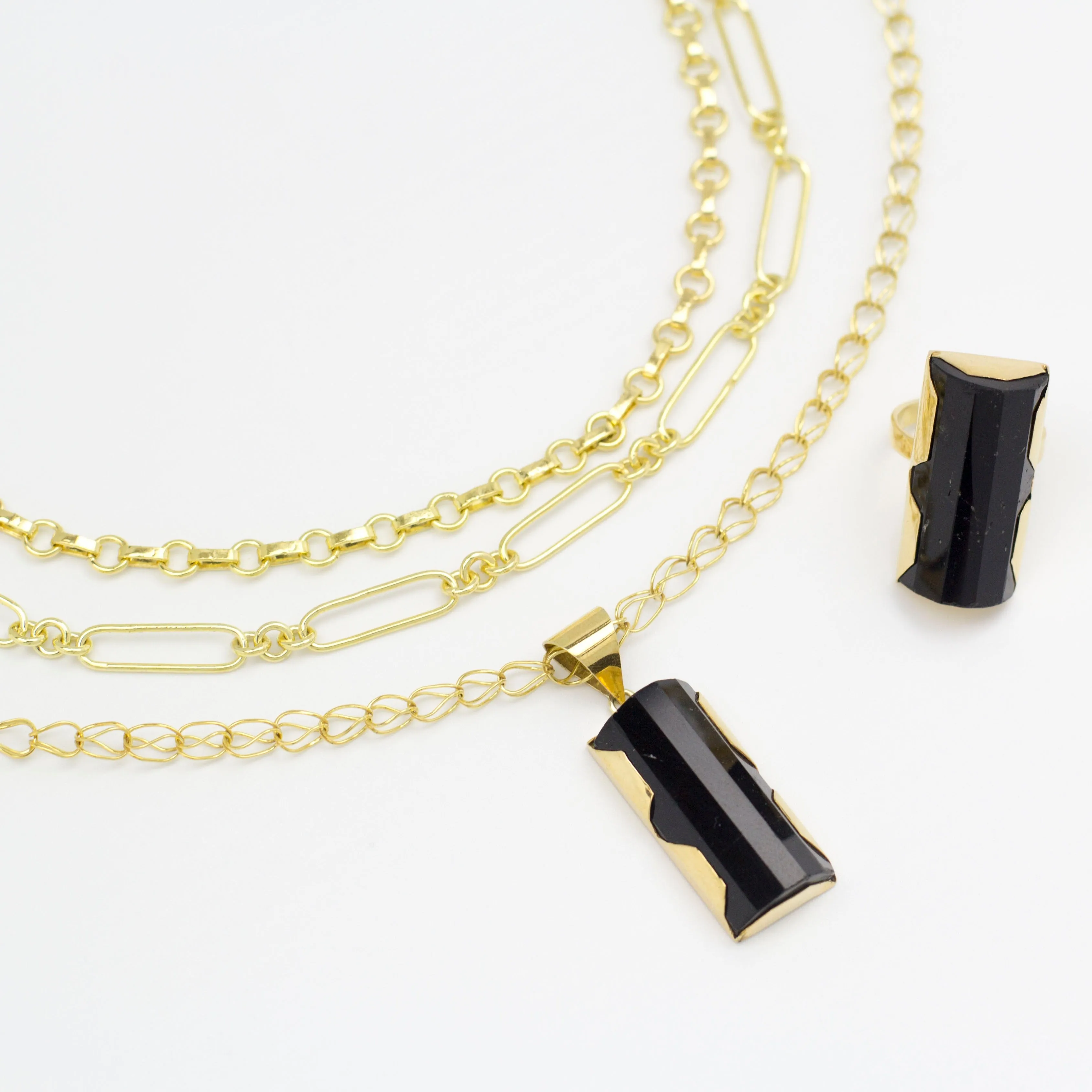 Layared Necklace with Black Tourmaline
