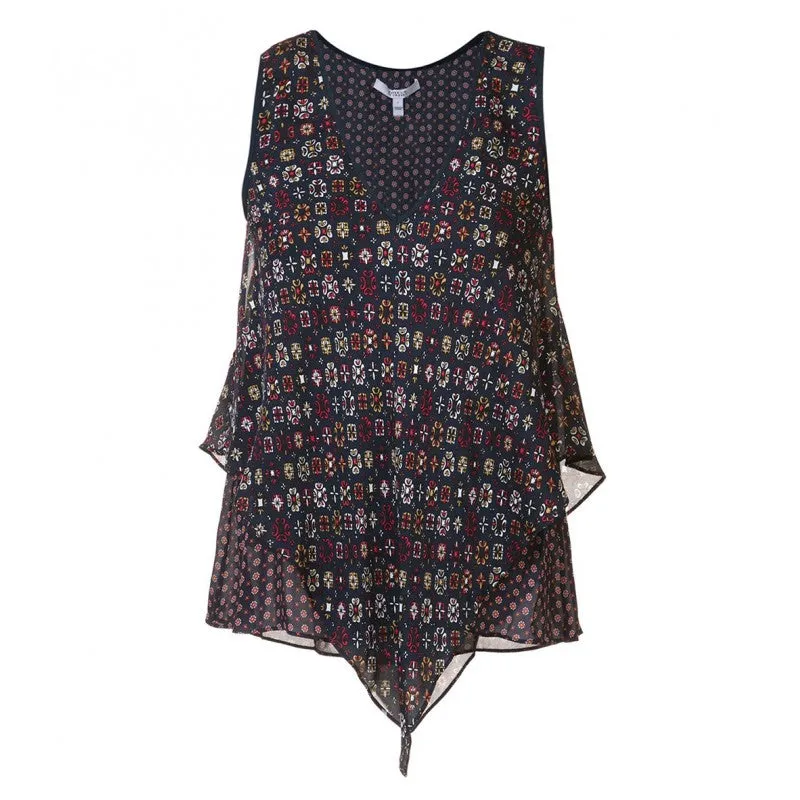 Layered Handkerchief V Neck Tank