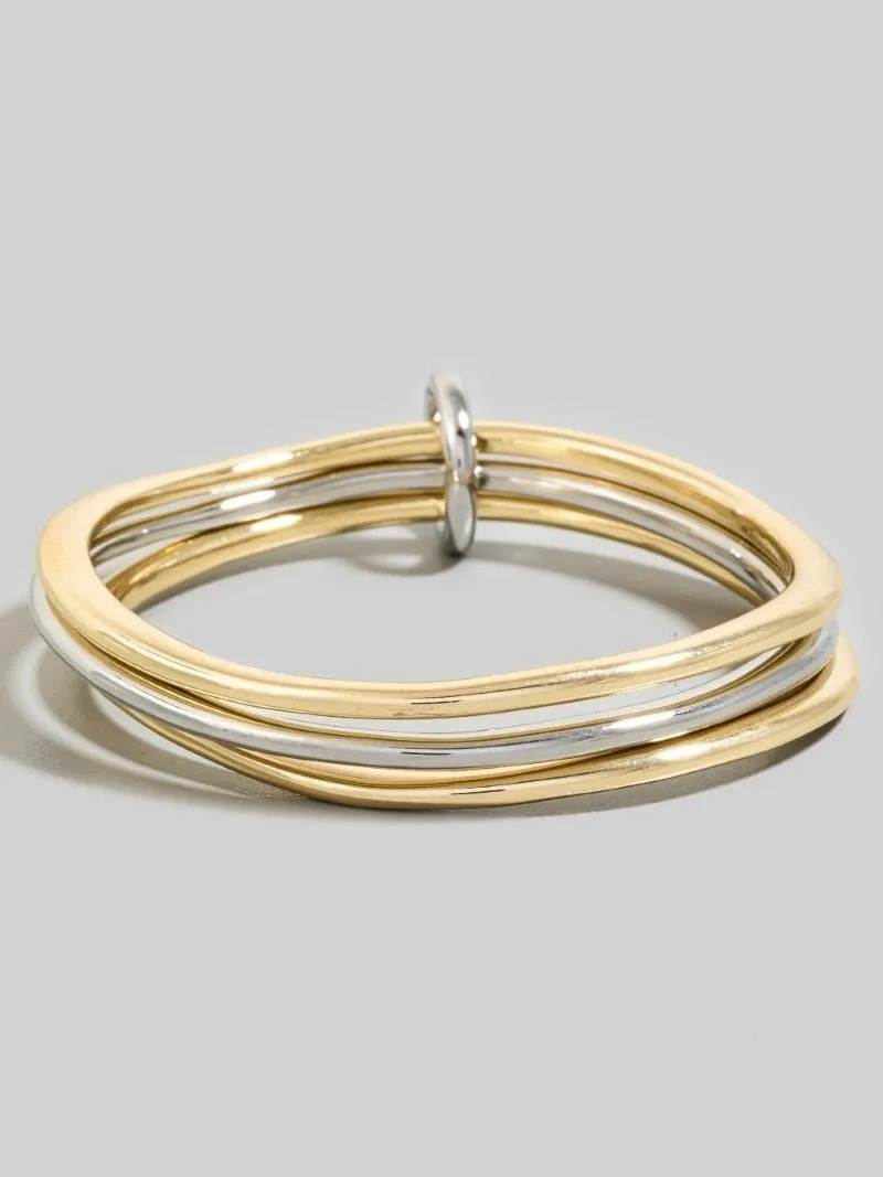 Layered Metallic Tube Bangle Bracelet