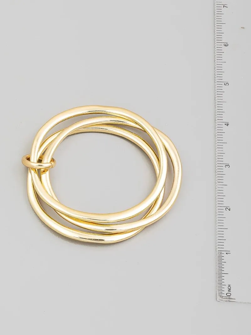Layered Metallic Tube Bangle Bracelet