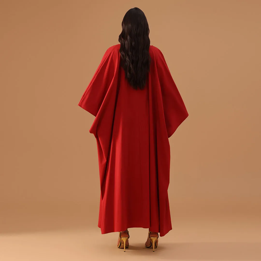 Layered Off-Shoulder Dress with Draped Cape