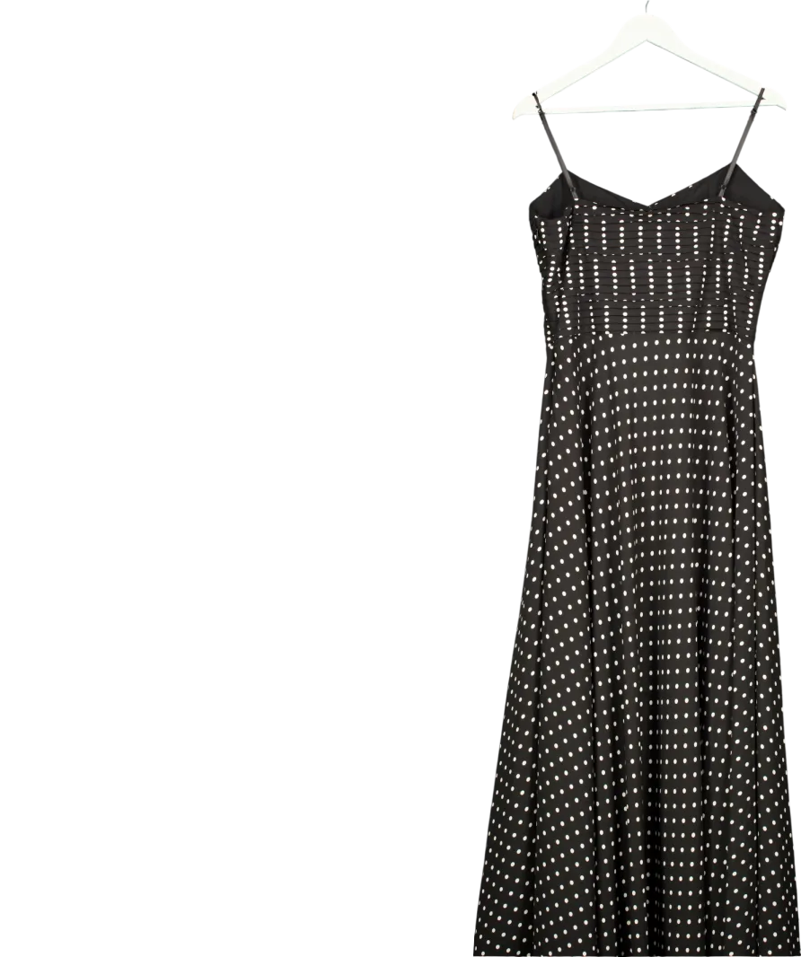 Layered With Love Black V-neck Ruched Bodice Polka Dot Chiffon Dress UK L