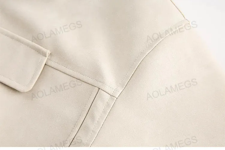 Leather Long Sleeve Lapel Jacket