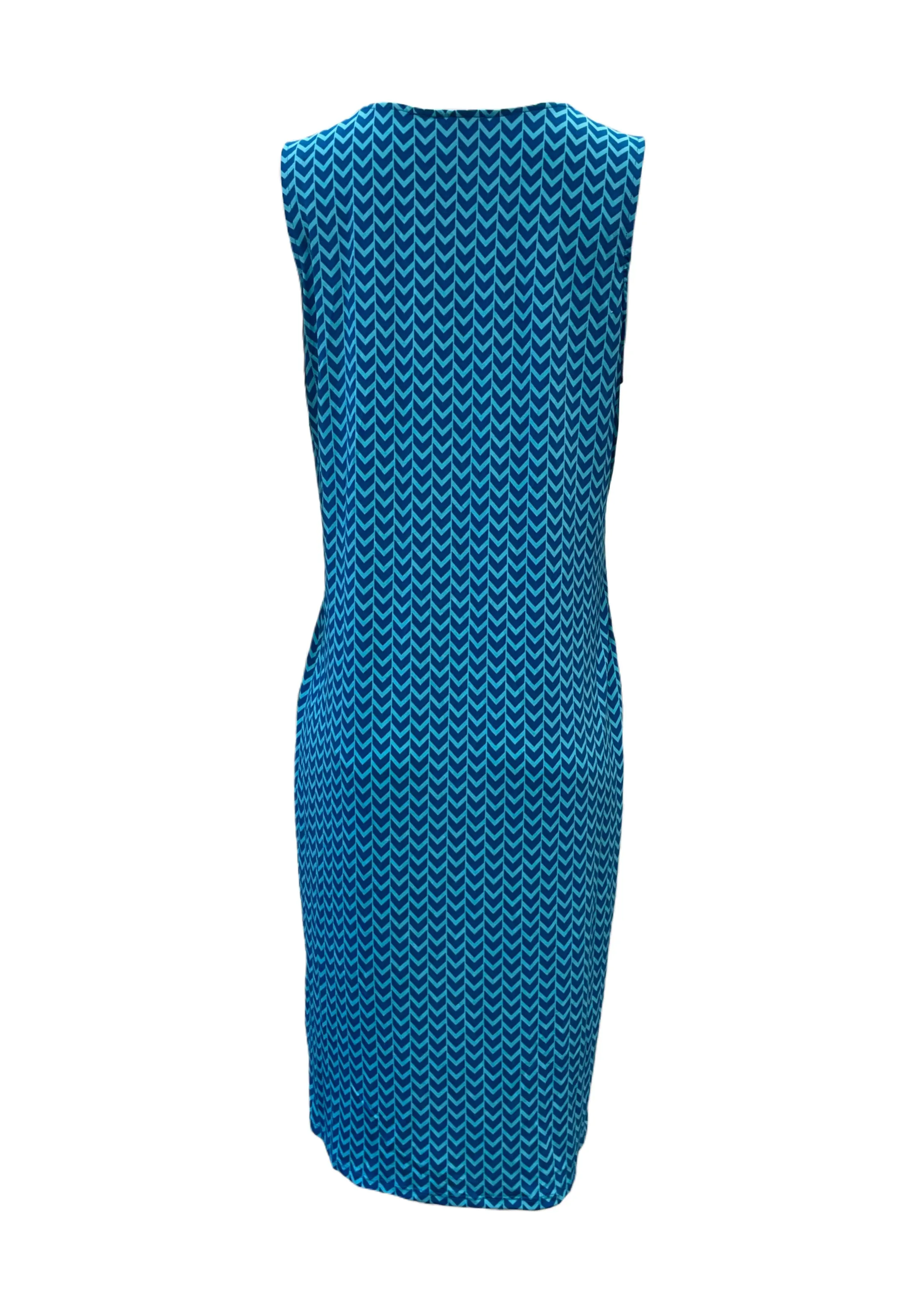 Leota Women's Blue Hilary Mykonos Streight Stretchy Midi Dress #2636 NWT