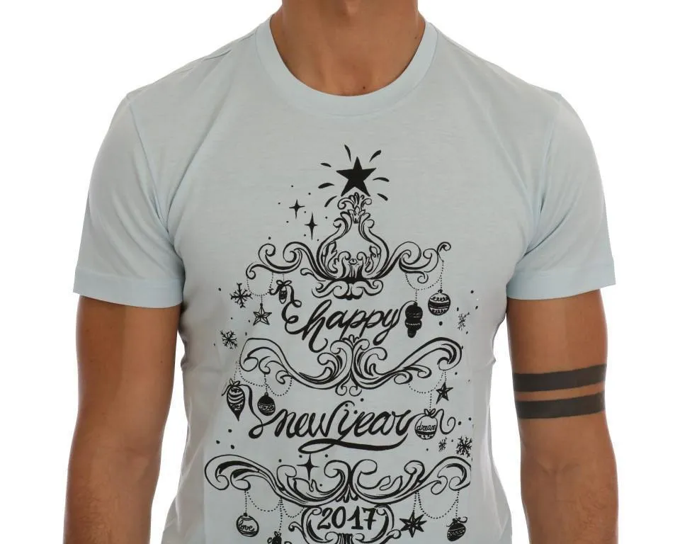 Light Blue Cotton 2017 Motive T-shirt