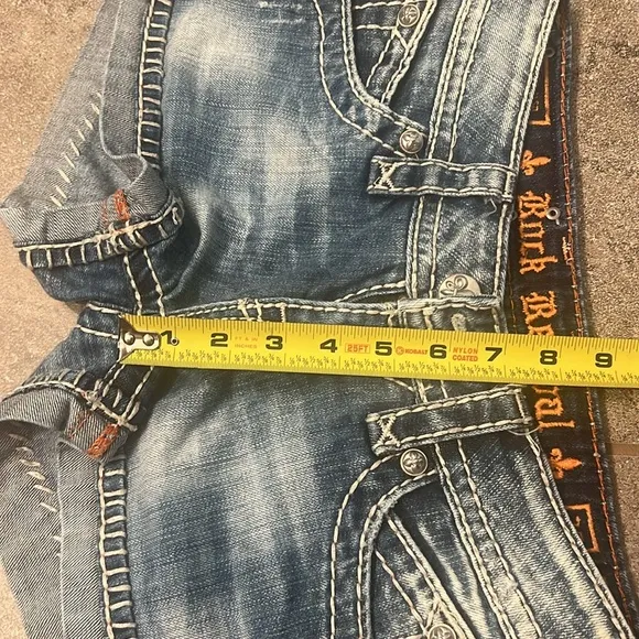 Light wash rock revival Jean shorts