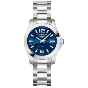 LONGINES CONQUEST 29.5mm Watch Blue Quartz Steel L3.376.4.96.6