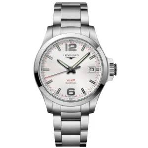 Longines CONQUEST V.H.P. 41mm silver steel man quartz l3.716.4.76.6