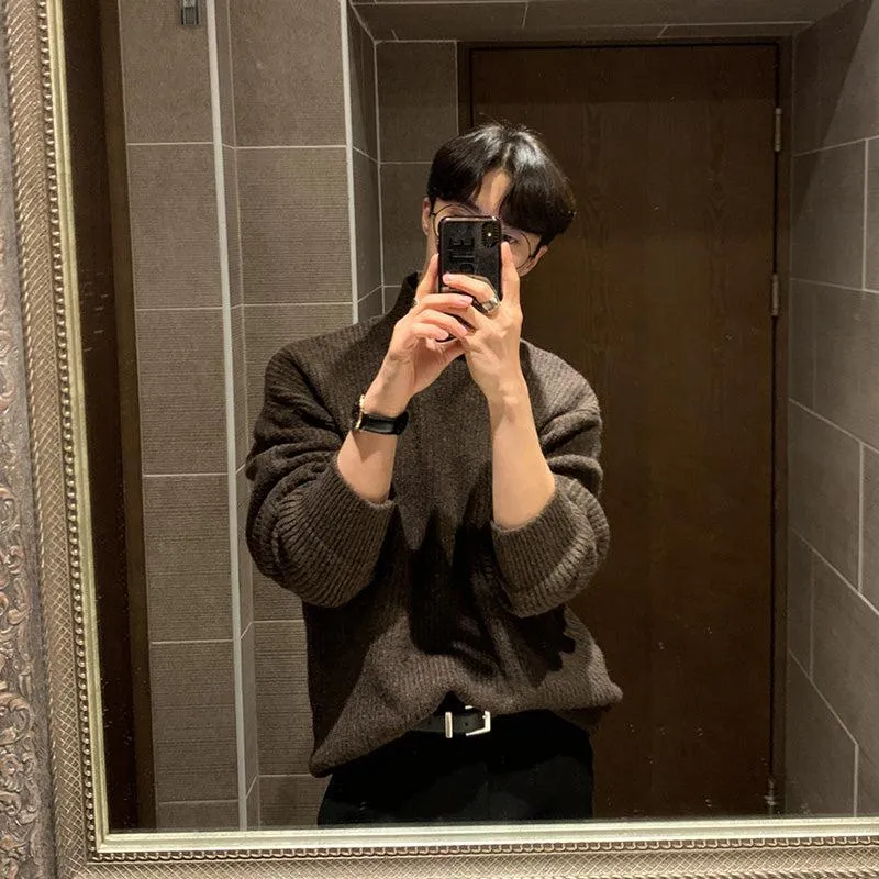 Loose Brown Bottoming Sweater