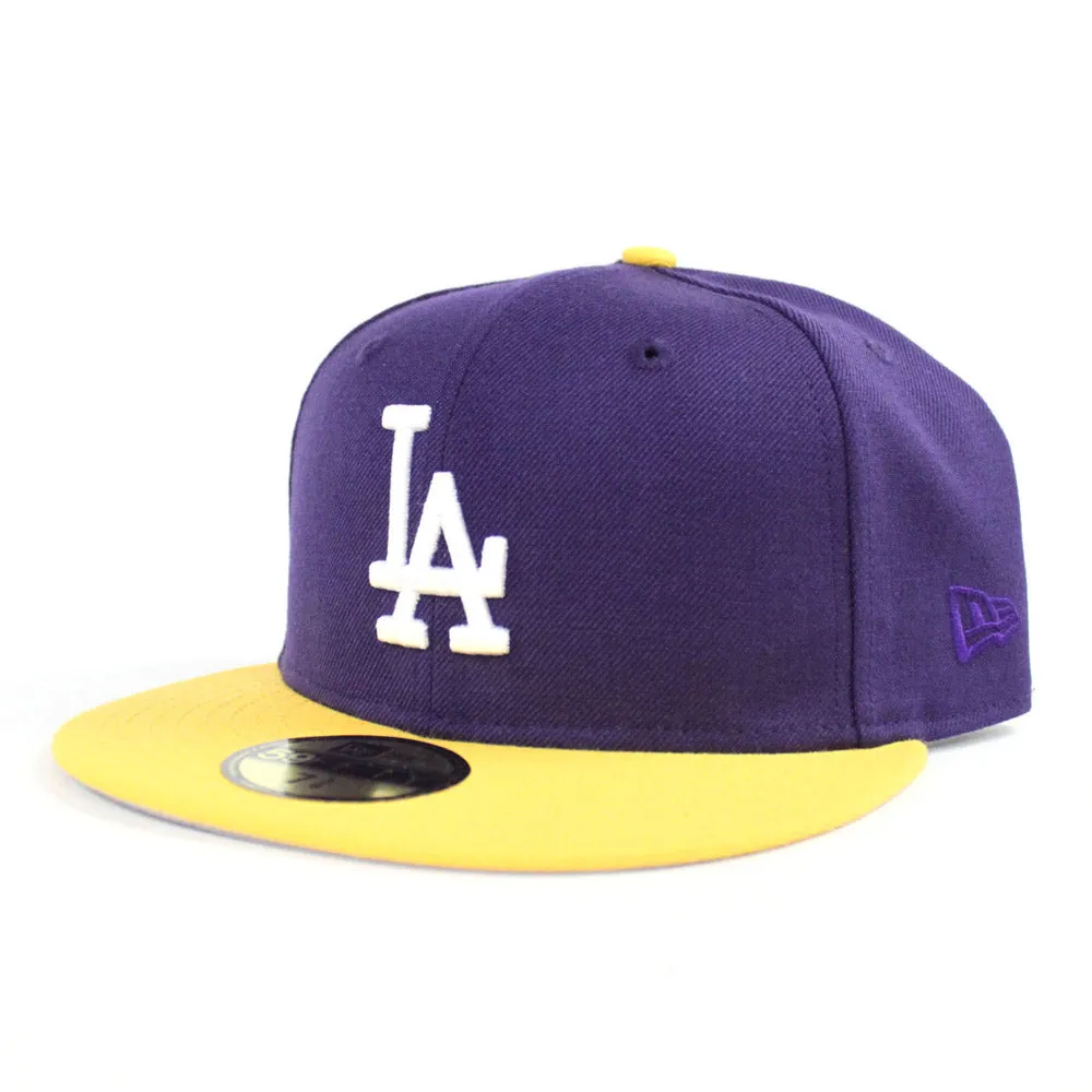 Los Angeles Dodgers New Era 59Fifty Fitted Hat (LA Lakers Color Gray Under Brim)