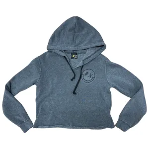 Love Junkie Rhinestone Smiley Crop Hoodie - Charcoal