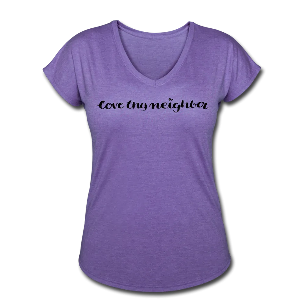 Love Thy Neighbor | Women's V-Neck T-Shirt | Agape Flashcards