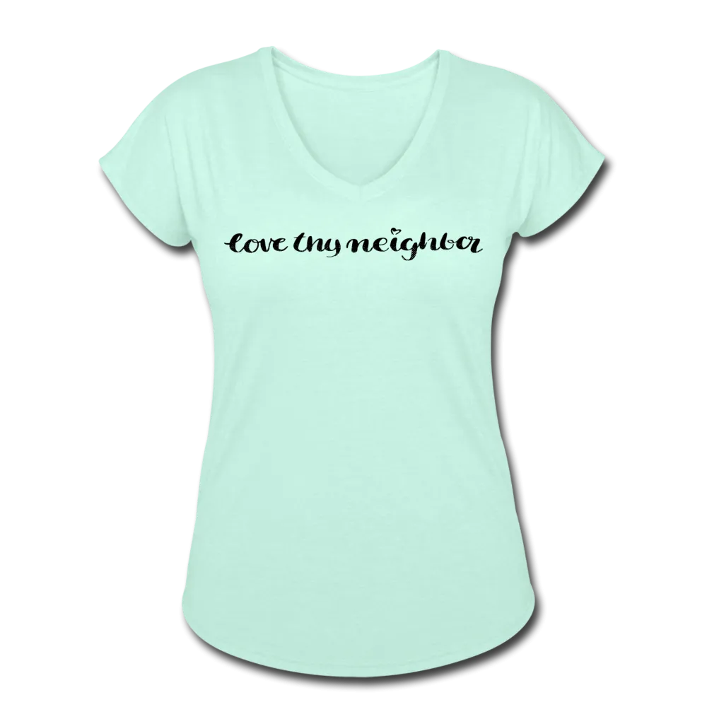 Love Thy Neighbor | Women's V-Neck T-Shirt | Agape Flashcards