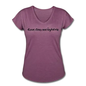 Love Thy Neighbor | Women's V-Neck T-Shirt | Agape Flashcards