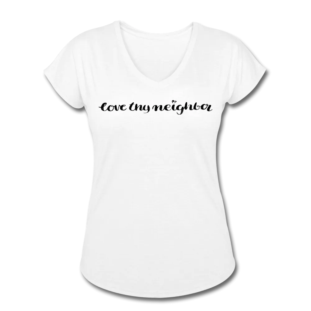 Love Thy Neighbor | Women's V-Neck T-Shirt | Agape Flashcards