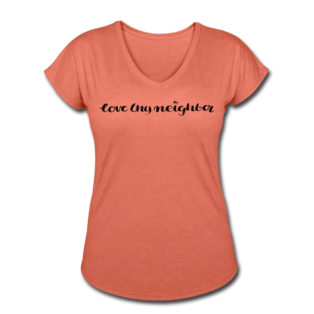 Love Thy Neighbor | Women's V-Neck T-Shirt | Agape Flashcards