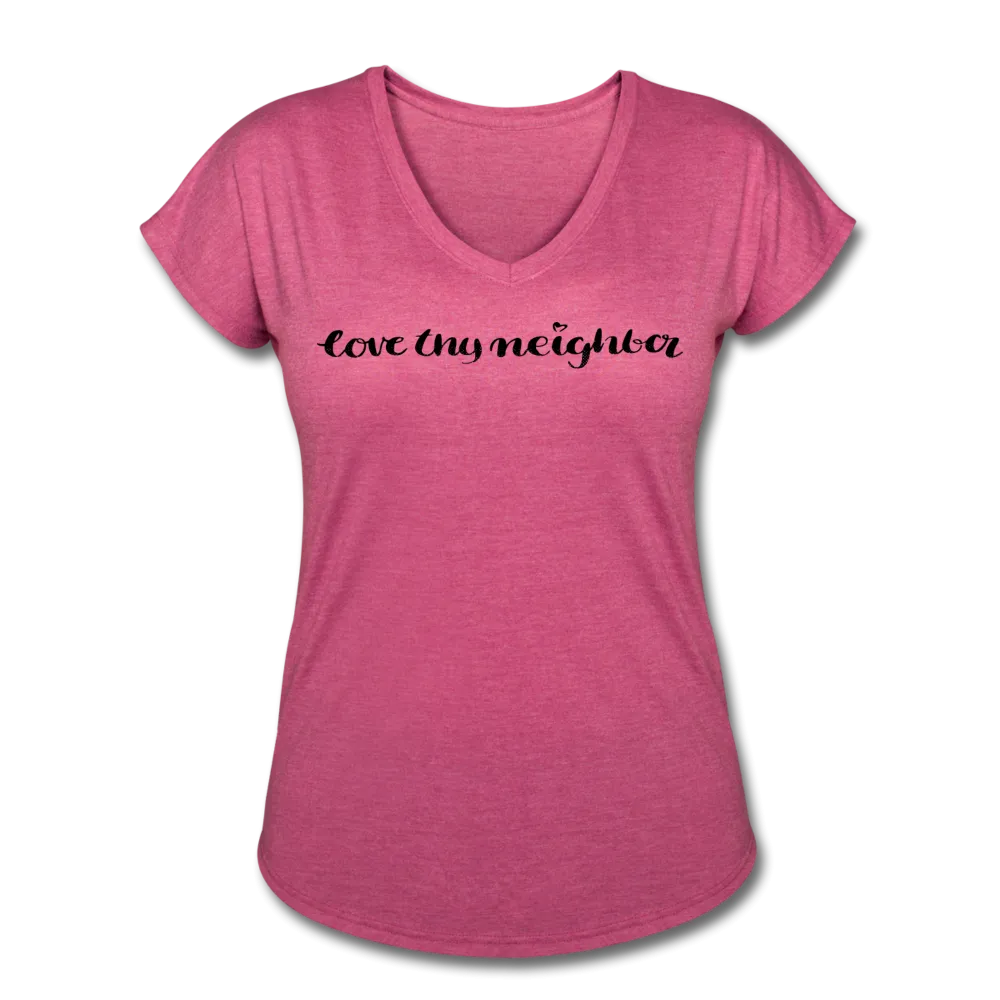 Love Thy Neighbor | Women's V-Neck T-Shirt | Agape Flashcards