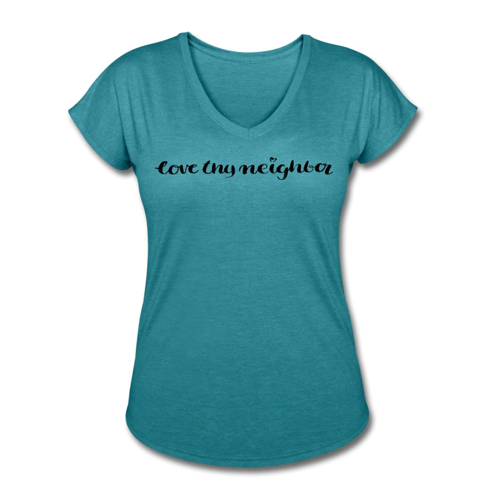 Love Thy Neighbor | Women's V-Neck T-Shirt | Agape Flashcards