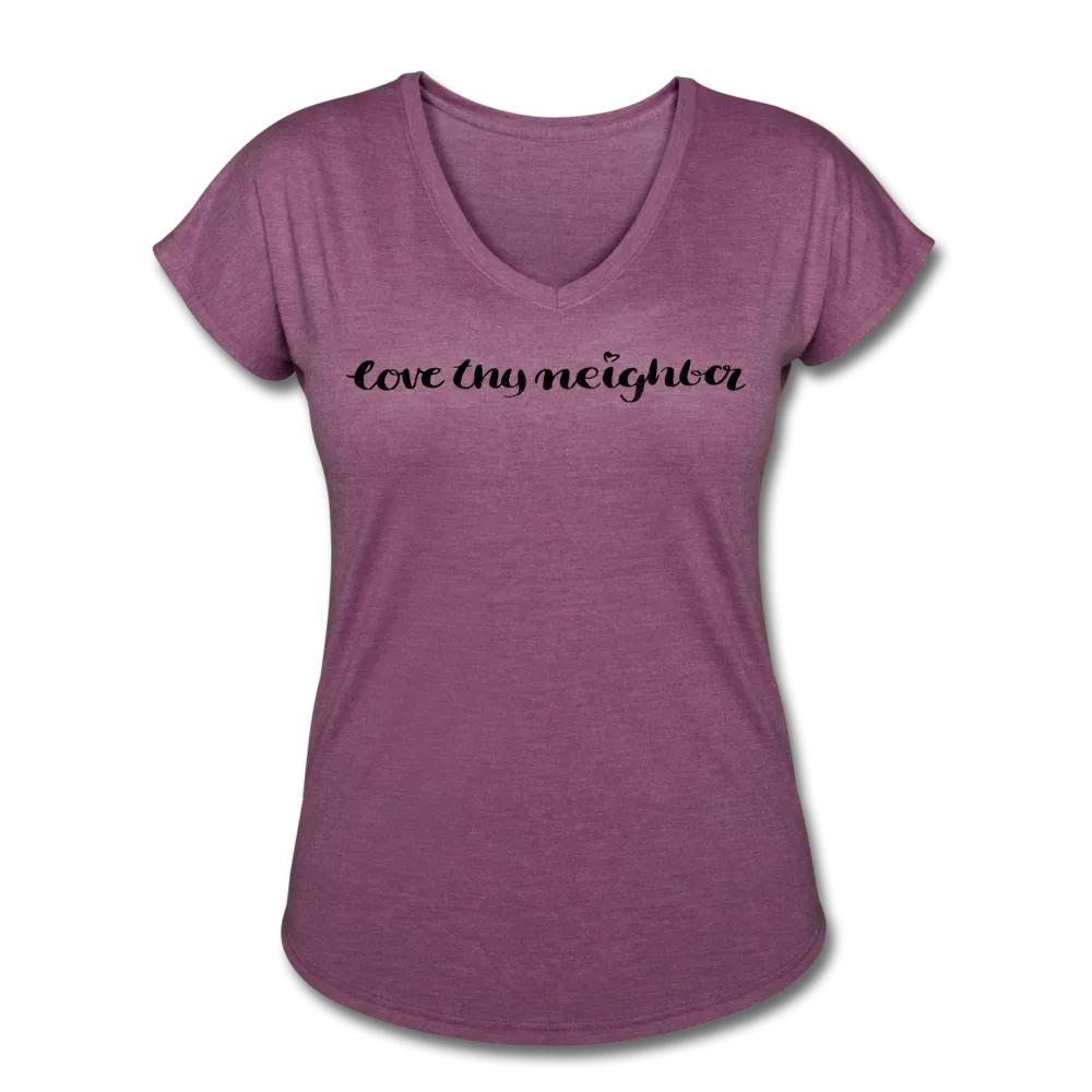 Love Thy Neighbor | Women's V-Neck T-Shirt | Agape Flashcards