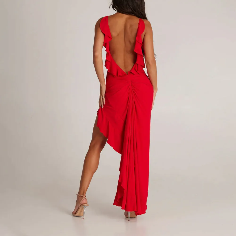 Low Back Bum Ruching Dress