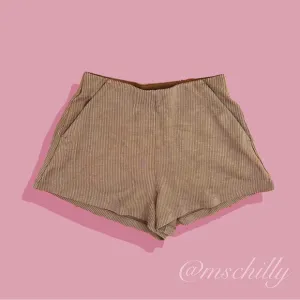 Lululemon Ribbed Softstreame Soft Stream High Rise Shorts Nomad Brown Sz 4