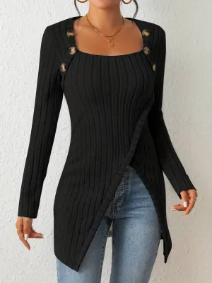 MADELYN | RIBBED ASSYMETRIC JUMPER