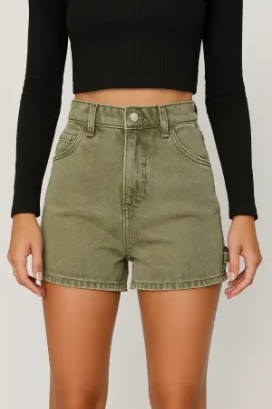 Madison Cotton Denim High-Waist Shorts
