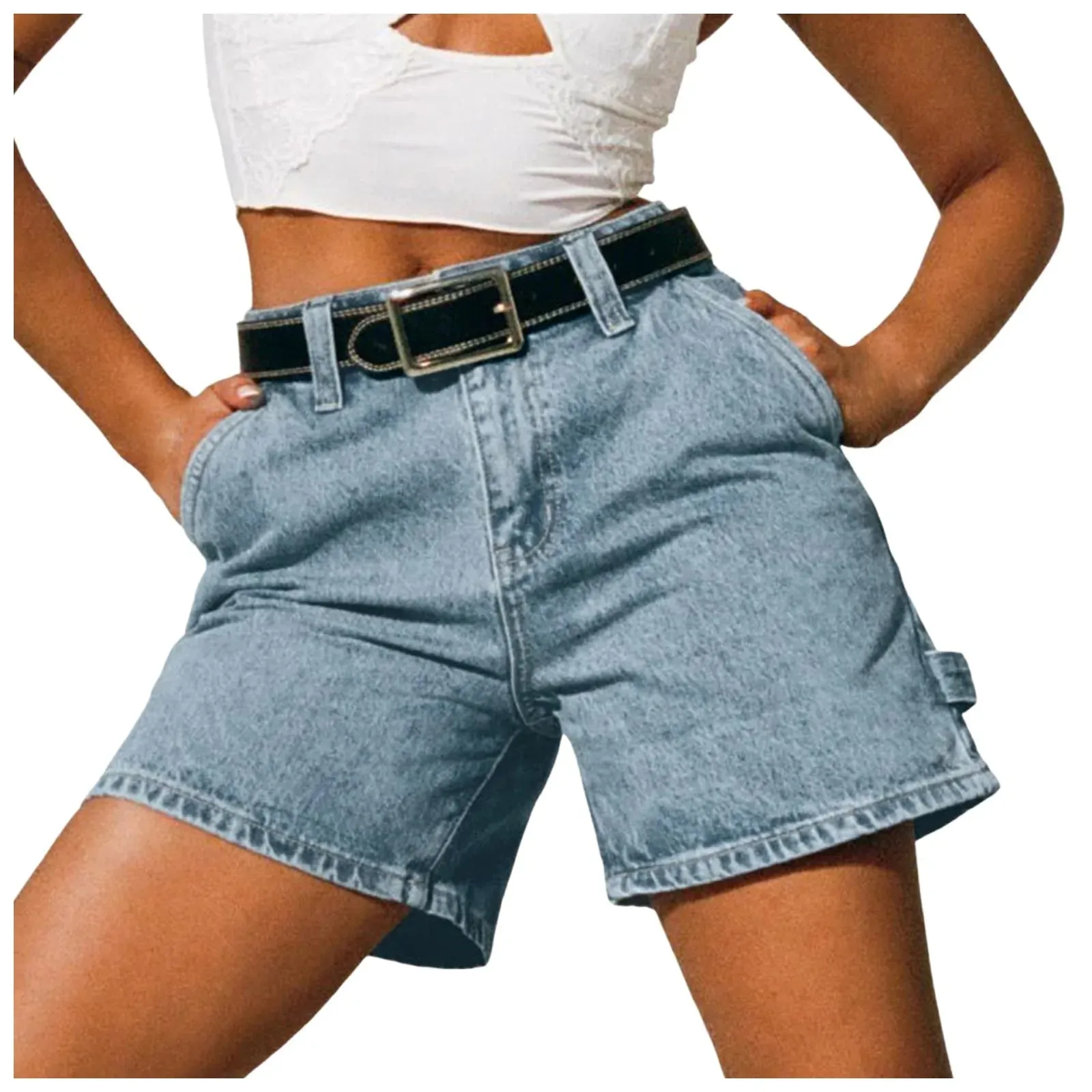 Madison Cotton Denim High-Waist Shorts
