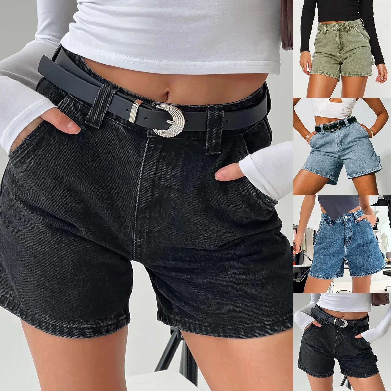 Madison Cotton Denim High-Waist Shorts