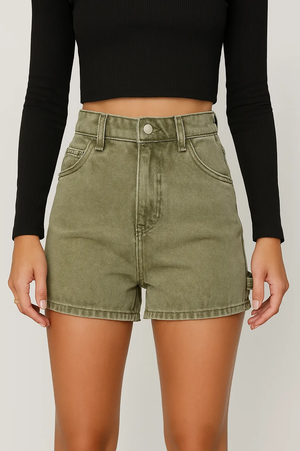 Madison Cotton Denim High-Waist Shorts