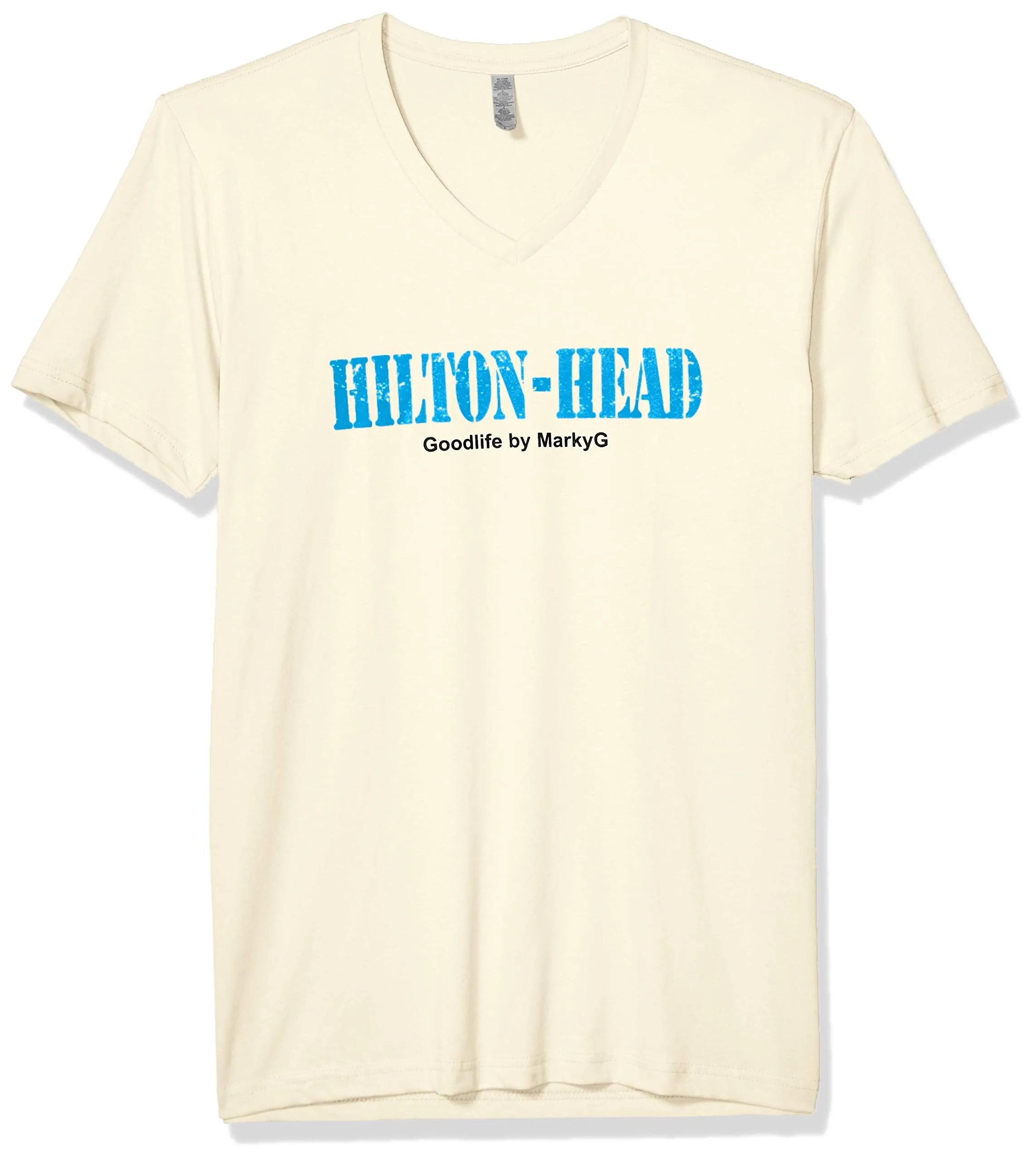 Marky G Apparel Men's Hilton Head Graphic Printed Premium Fitted Sueded Short Sleeve V-Neck T-Shirt