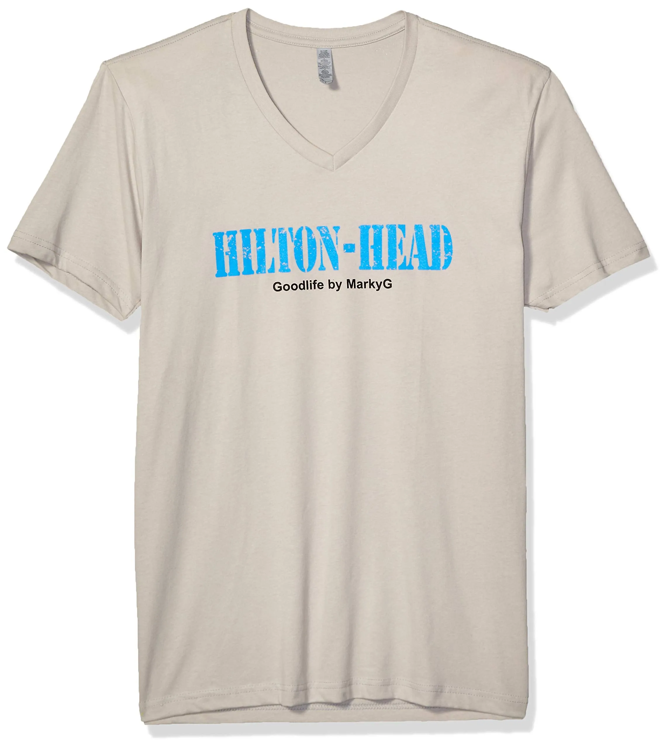 Marky G Apparel Men's Hilton Head Graphic Printed Premium Fitted Sueded Short Sleeve V-Neck T-Shirt