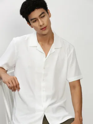 Men White Solid Casual Casual Shirts-AGASTHYA-1595-White