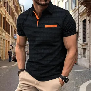 Men's Jacquard Checkered Polo Shirt