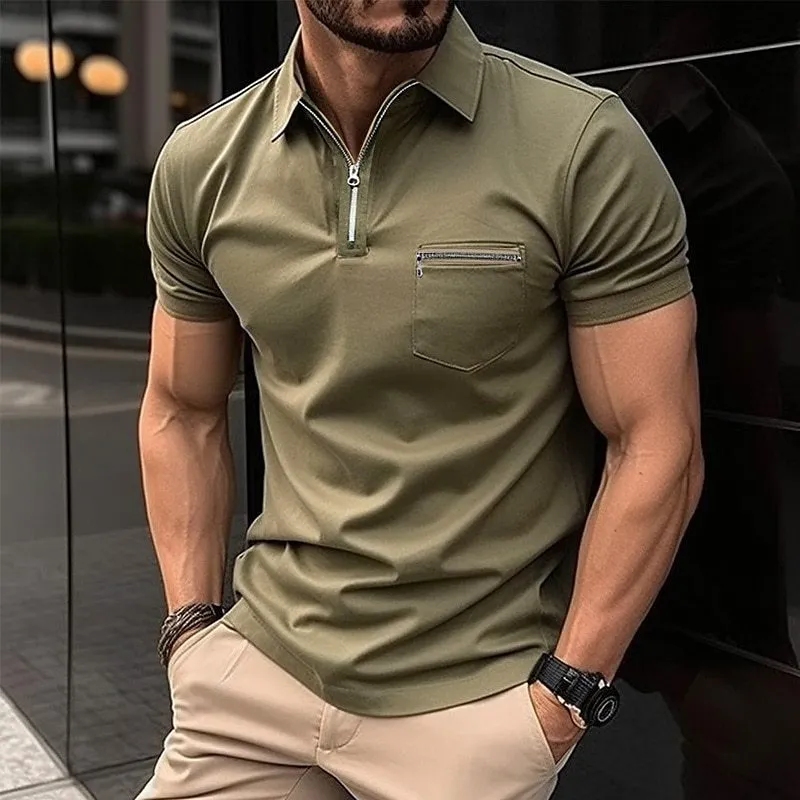 Men's Pocket Zipper Polo Shirt