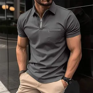 Men's Pocket Zipper Polo Shirt