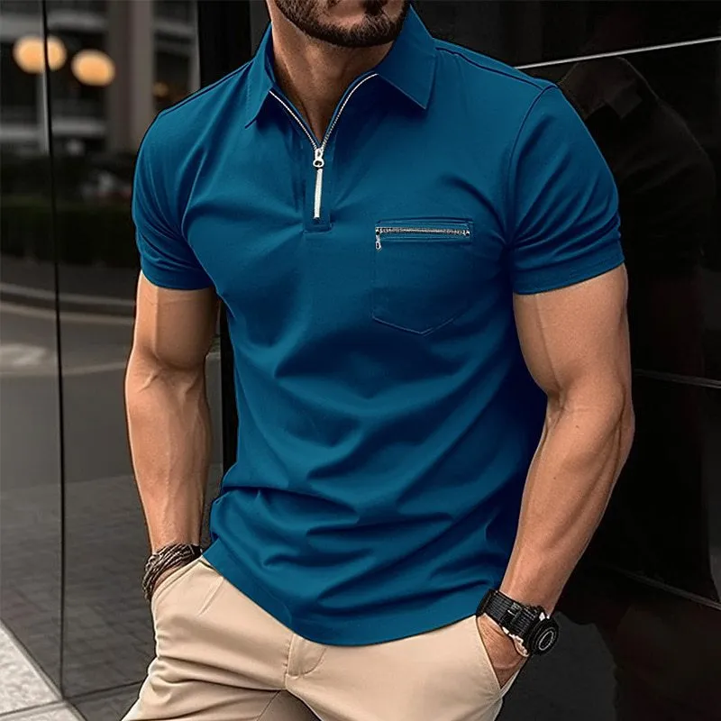 Men's Pocket Zipper Polo Shirt