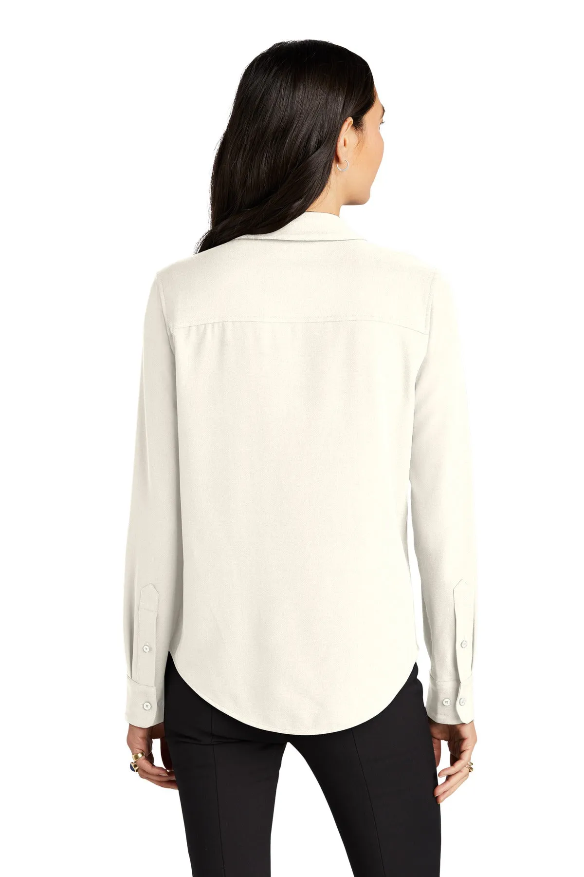 Mercer Mettle Women's Stretch Crepe Long Sleeve Camp MM2013 Ivory Chiffon
