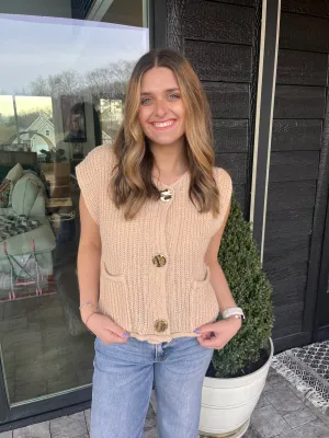 Metal Button Sweater Vest