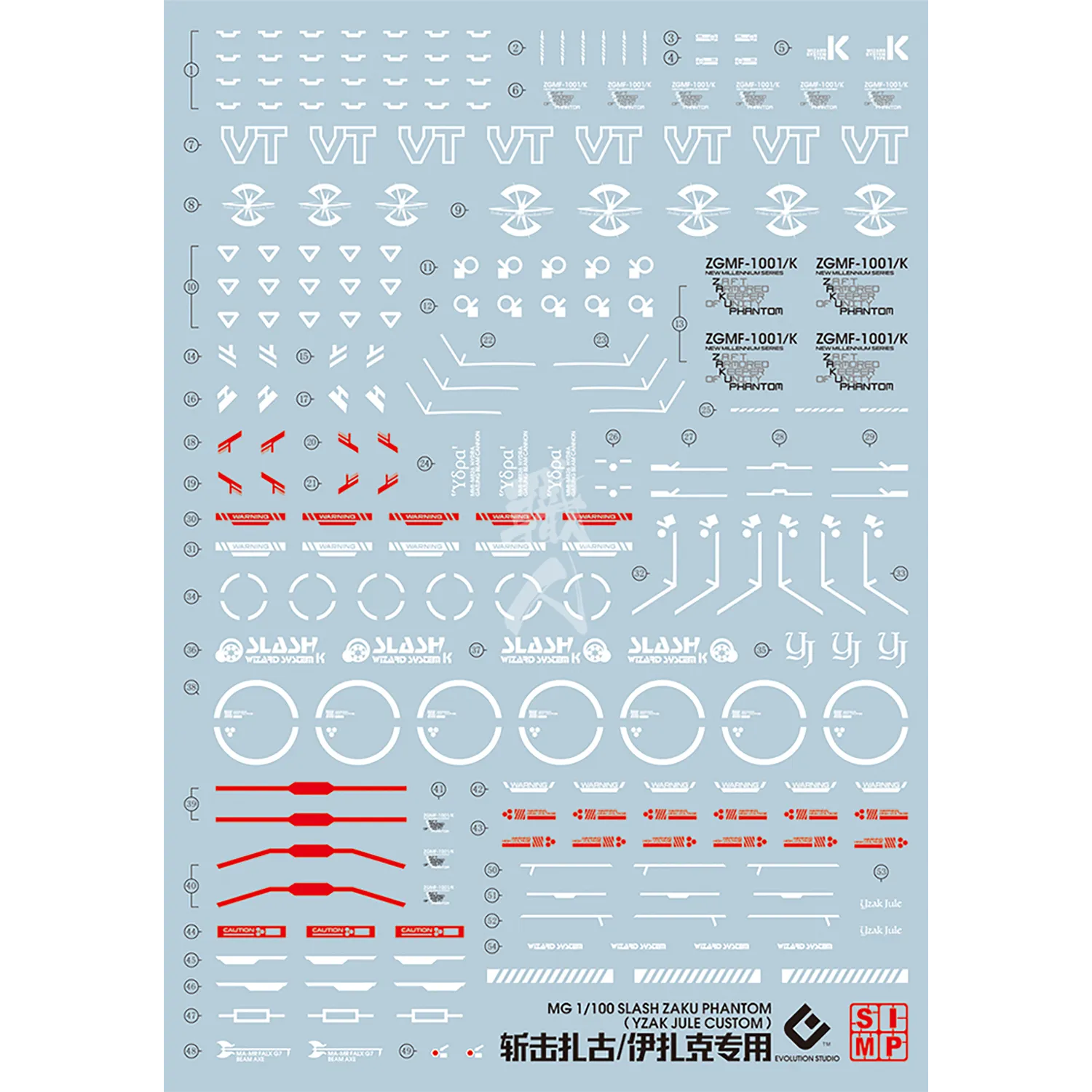 MG Slash Zaku Phantom Waterslide Decals [UV]