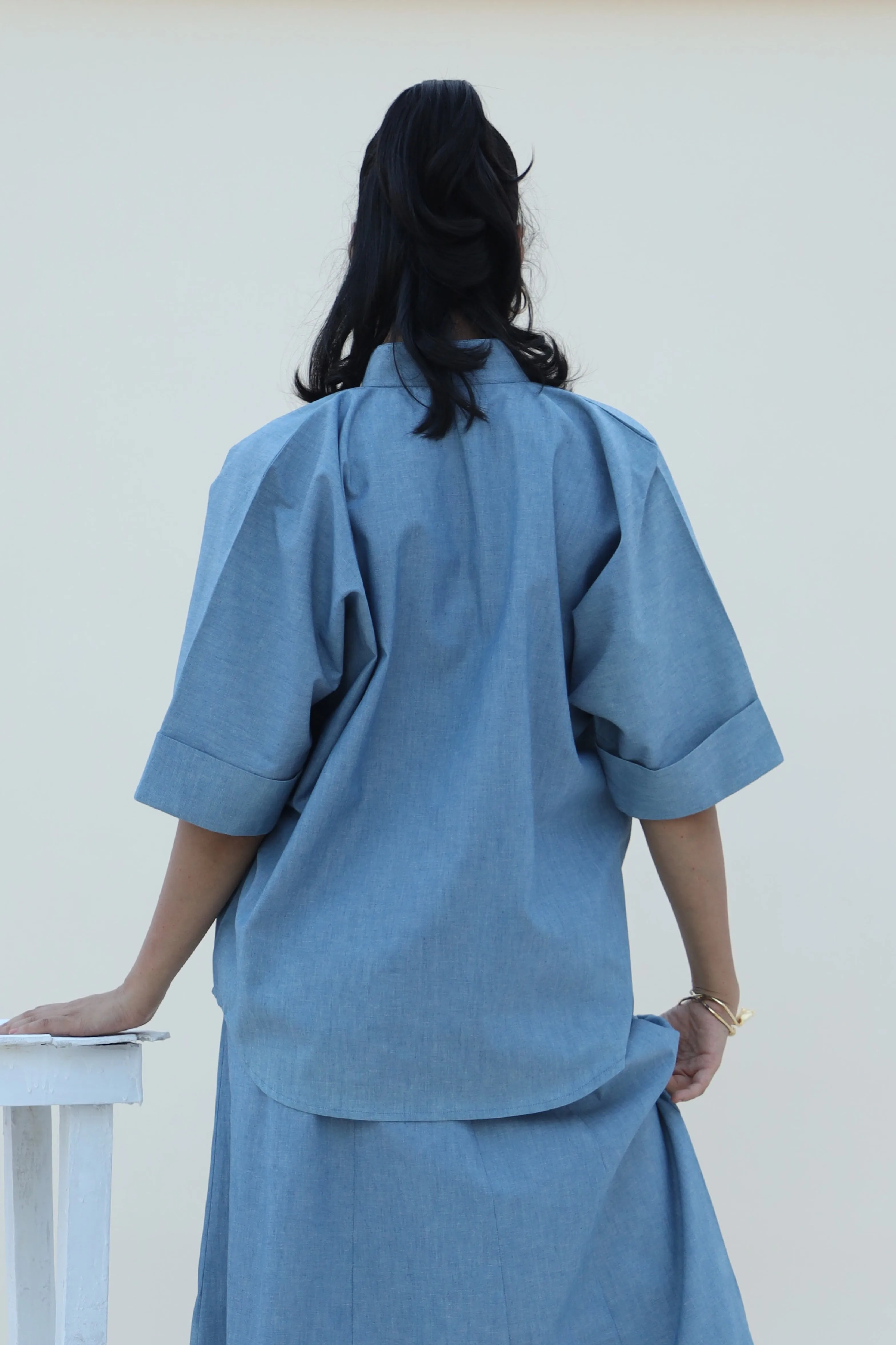 Midnight Muse Batwing Shirt Denim Blue