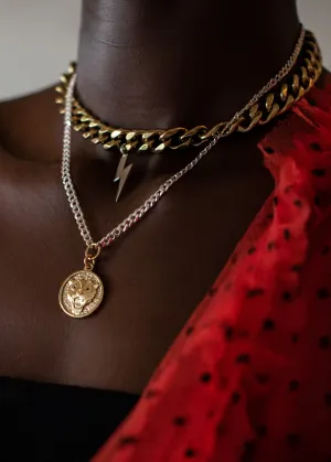Mixed Metal Layered Pendant Necklace