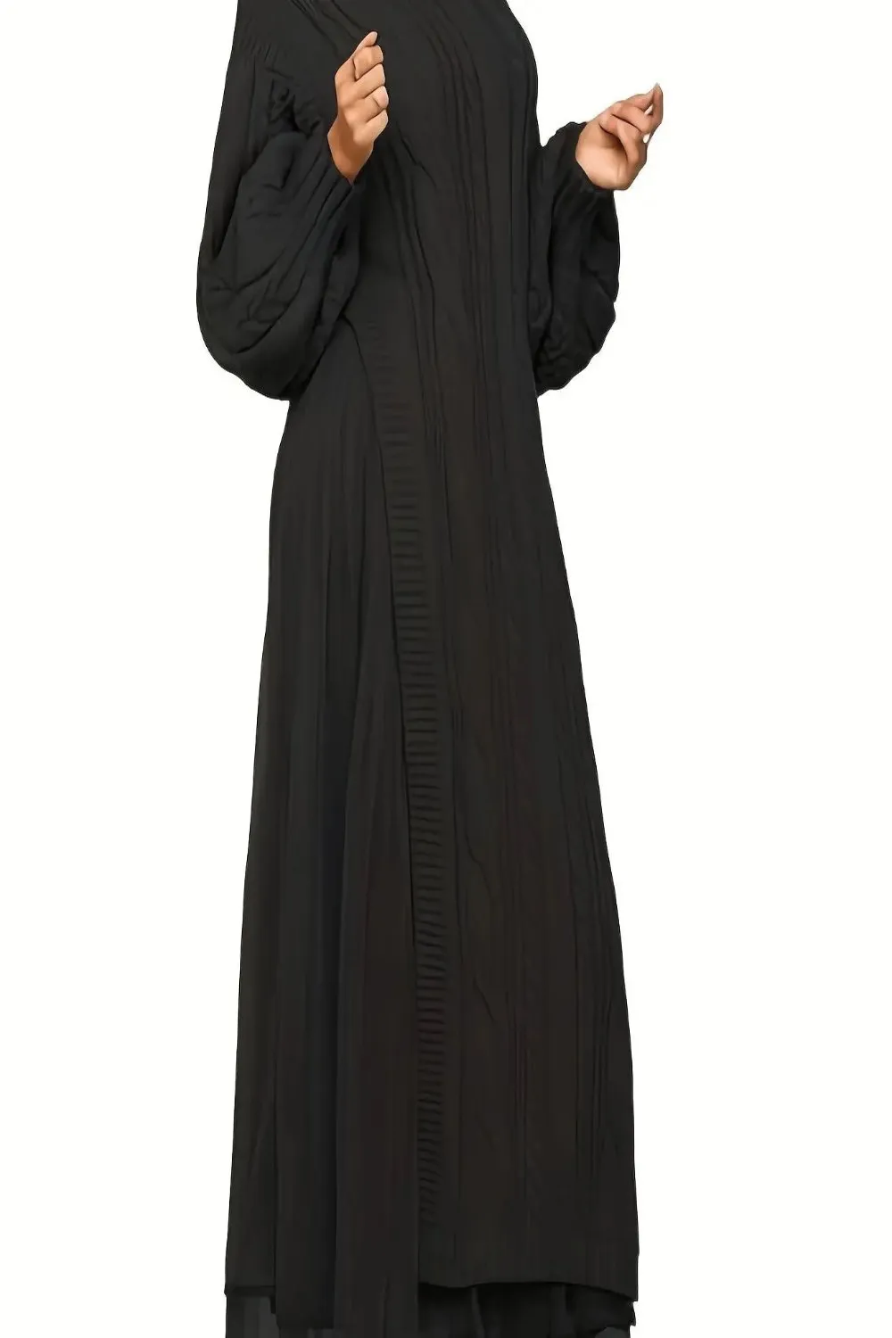Mock Neck Sheer Layered Hem Sweater Dress