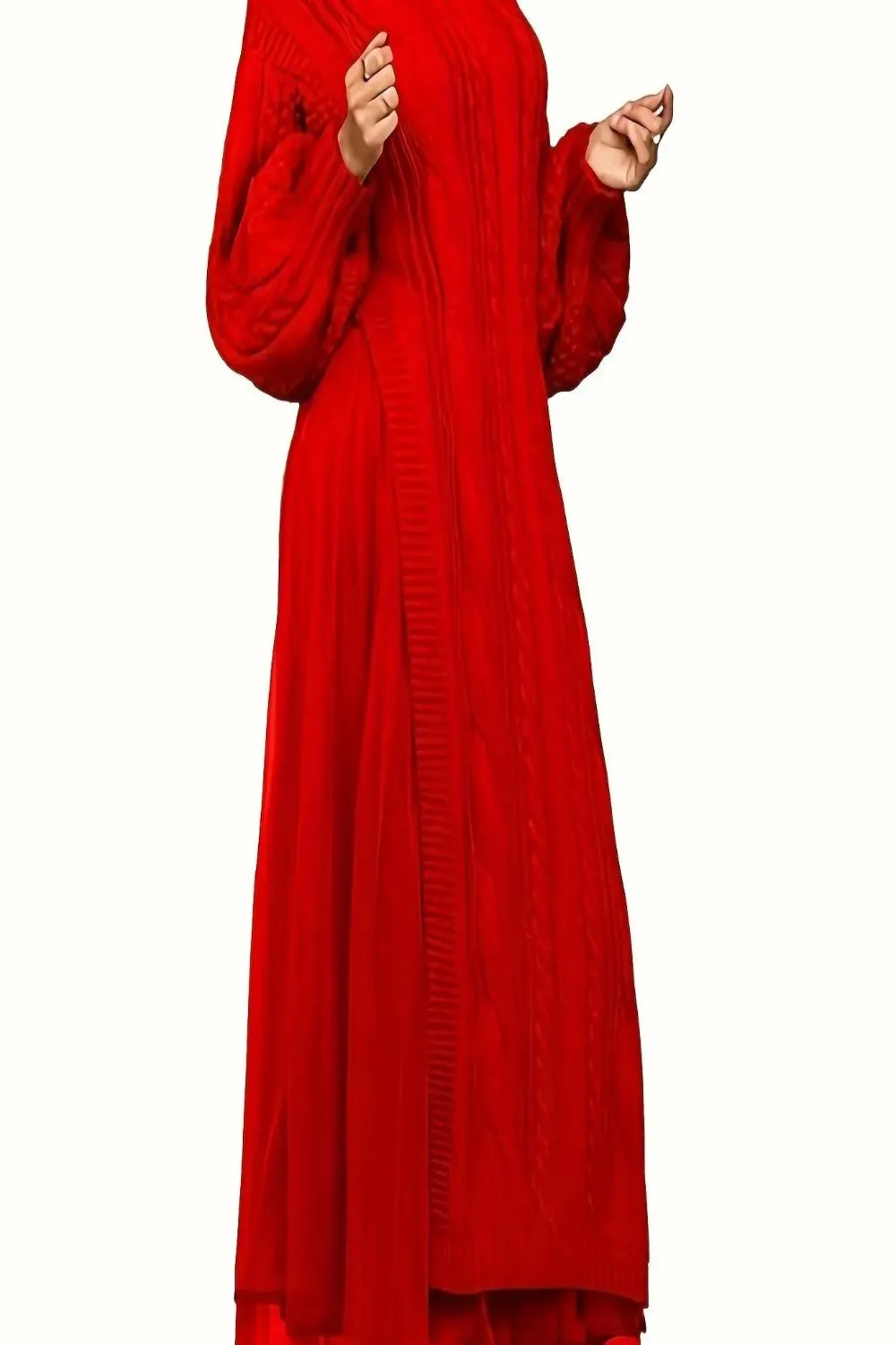 Mock Neck Sheer Layered Hem Sweater Dress