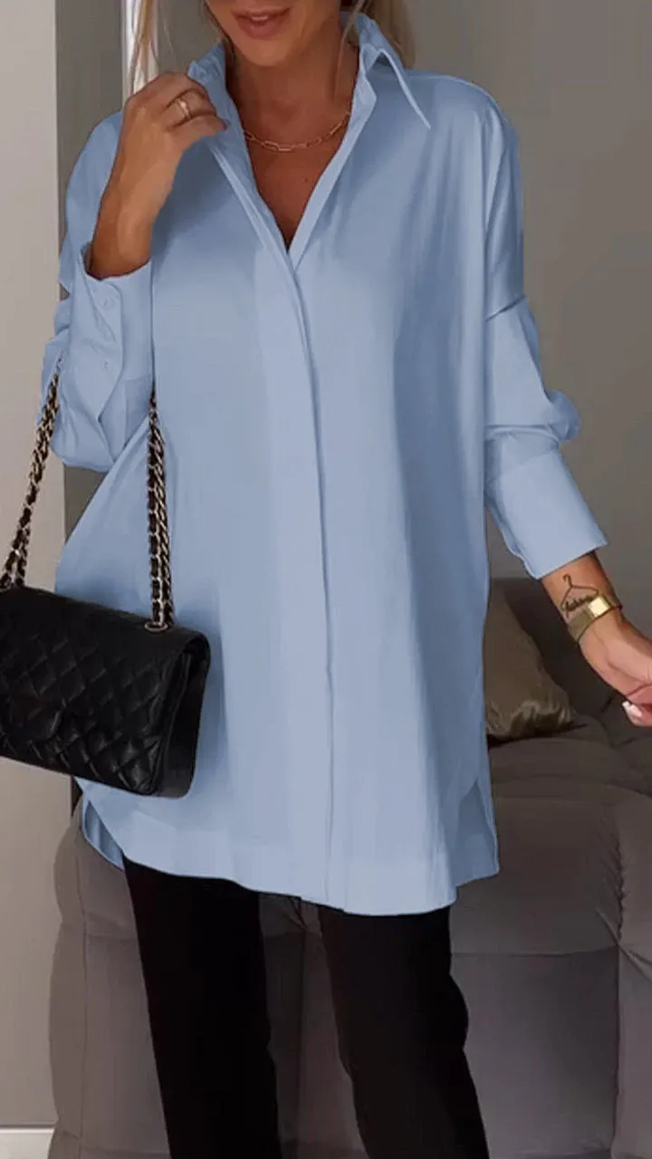 Mona | Elegant Long Blouse with Reverses for Ladies